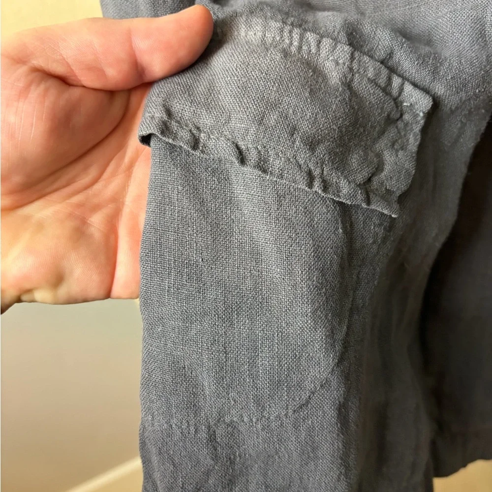 Fenini Gray Linen Button-Front Jacket / Blazer – Made in USA in Charcoal Size L - Picture 5 of 8